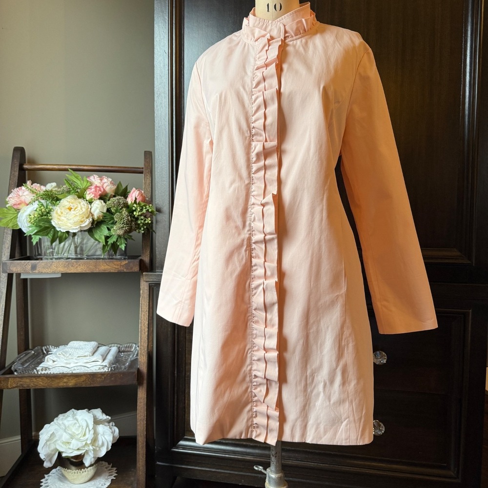 Spring Jacket‎ Petite Ruffle Mid Length Front Button Pink XL Minimal Coquette